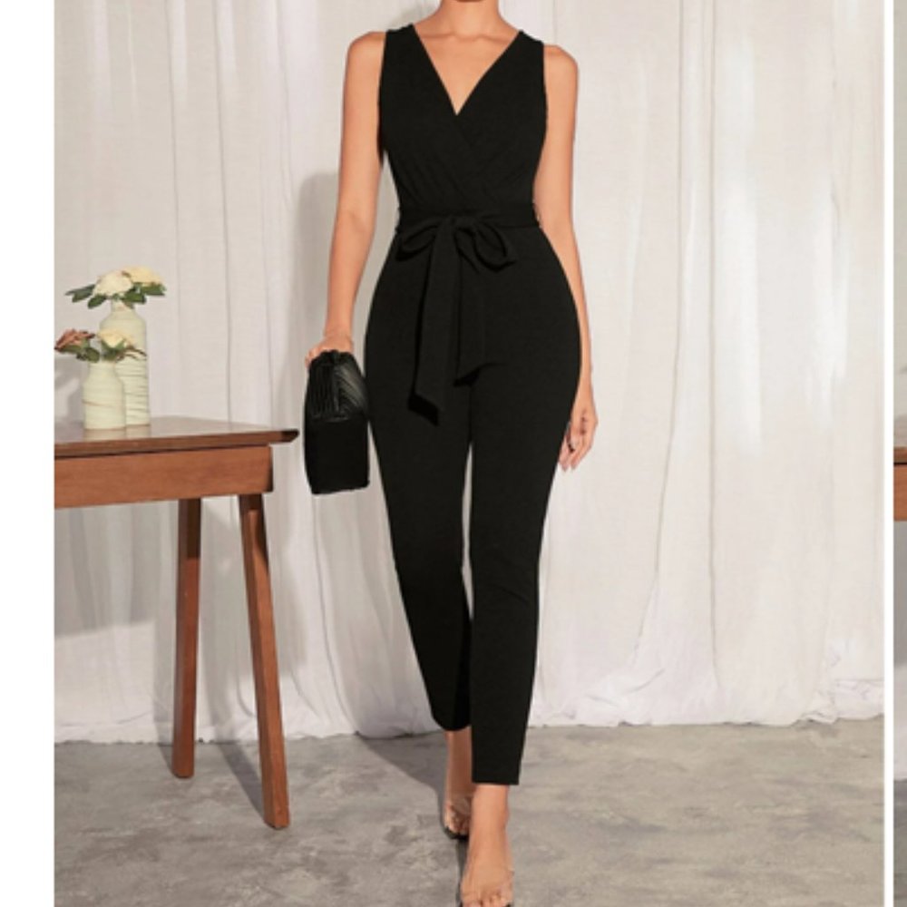 2 - Brand New Never worn SHEIN BIZwear Surplice Neck Belted Unitard Jumpsuit